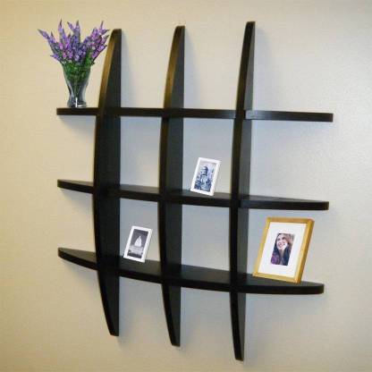 KraftStics Nice Wooden Wall Shelf (Number of Shelves - 9) Wooden Wall Shelf