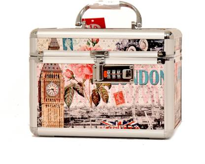 RK Brands Premium Quality Metal Vanity Box with number lock Makeup, Storage, Travel Vanity Box