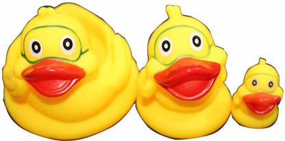 JohnMacc 3 Rubber Duckies Baby's Fun Bath Buddies, Yellow Ducky Bath Toys Bath Toy