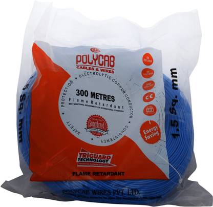 Polycab PVC 1.5 sq/mm Blue 300 m Wire