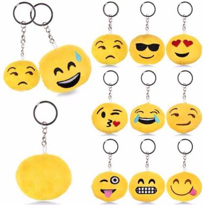 ECSTASY Funny Smiley Emoji Pack of 12 Keychain Key Chain