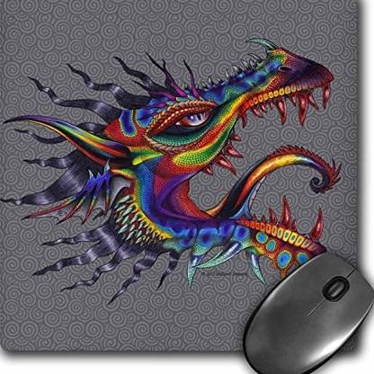 3dRose Dragon of Rainbows Colorful Fantasy Art Non Slip Base Dual Sided Mousepad