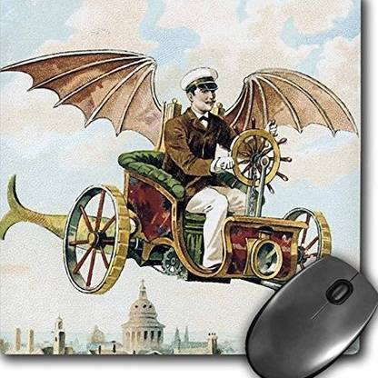 3dRose Vintage Steaunk Flying Machine Dirigible Design Mousepad