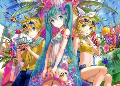 Athah Anime Vocaloid Len Kagamine Rin Kagamine Hatsune Miku 13*19 inches Wall Poster Matte Finish Paper Print