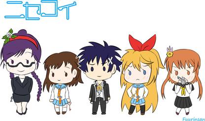 Athah Anime Nisekoi Chitoge Kirisaki Kosaki Onodera Yui Kanakura Marika Tachibana Raku Ichijō 13*19 inches Wall Poster Matte Finish Paper Print