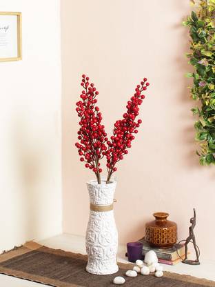 FOURWALLS Red Cherry Blossom Artificial Flower