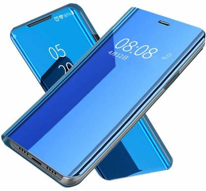 Navnika Flip Cover for Mirror Flip Cover Semi Clear View Smart Cover Phone View Clear Apple iPhone 7 Plus- Diamond Blue