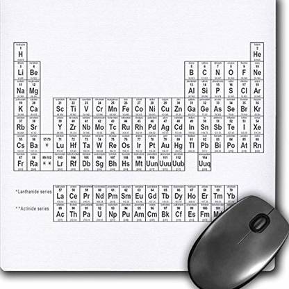 3dRose Mouse Pad, Periodic Table of Elements. Black and While. Non Slip Base Dual Sided Mousepad