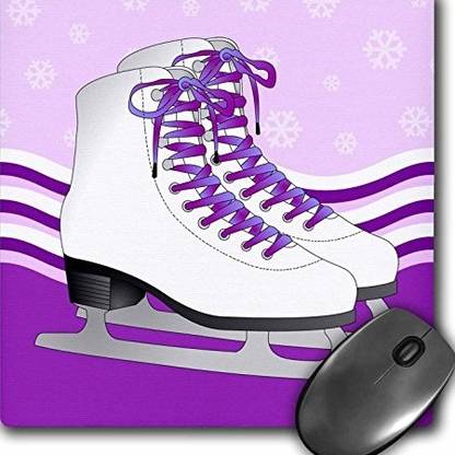 3dRose Pair of Purple Ice Skates on Snowflake Background by inches Non Slip Base Dual Sided Mousepad