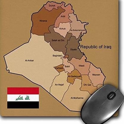 3dRose Political Map of Iraq with Each Province Identified Non Slip Base Dual Sided Mousepad