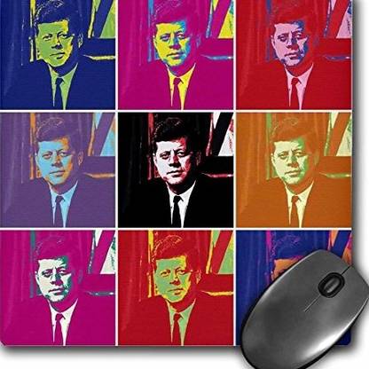 3dRose Mouse Pad, President John F. Kennedy Pop Art mp Non Slip Base Dual Sided Mousepad