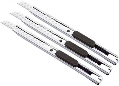 SIHMAR 3 Pcs Paper Student Office Stationery Art Box Snap Off Snap-off Blade Open Opener Parcel Handicraft Sharp Cutter Knife Package (Multicolor) Plastic Grip Hand-held Paper Cutter