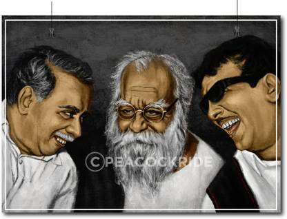 Periyar Anna Karunanidhi Wall Poster A3 Fine Art Print
