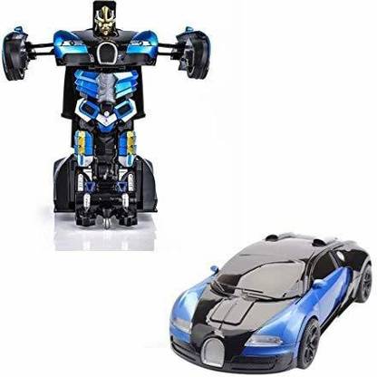 CAPTAINZONE 2 in 1 Deformation Autobots Transformers Radio Control Bugatti Car 2.4 GHz ,Blue