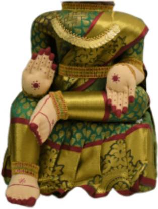 Puja N Pujari Varalakshmi Idol and Gold Saree Decorative Showpiece - 32 cm