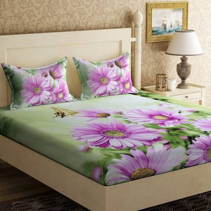 Flipkart SmartBuy 120 TC Microfiber Double 3D Printed Flat Bedsheet
