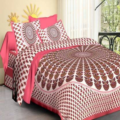 RAWAKA FASHION 180 TC Cotton Double Printed Flat Bedsheet