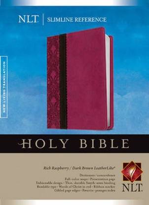 NLT Slimline Reference Bible Raspberry/Dark Brown