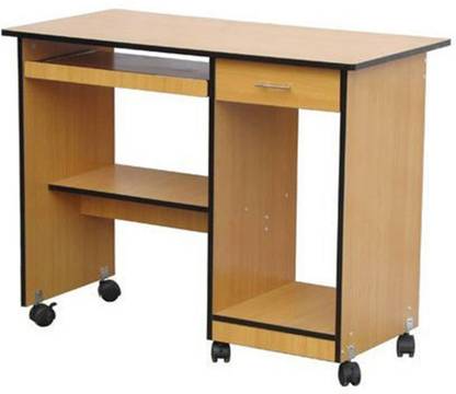 Lakdi - The Furniture Co. Computer Table with Drawer & Shelves (Wheels) Engineered Wood Office Table
