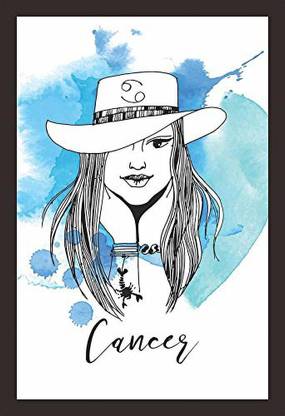 Mad Masters Cancer. Zodiac Signs Girl Framed Painting (Wood, 18 inch x 12 inch, Textured UV Reprint)(Mad R1 1776) Oil 18 inch x 12 inch Painting