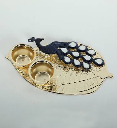 Itiha Itiha® Blue Peacock Haldi kumkum holder Cast Iron