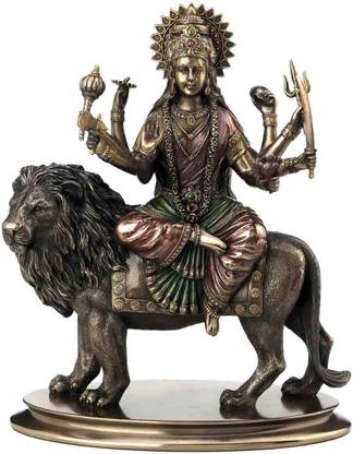 luv Indiya Goddess Durga Idol - Durga Maa Copper Finish Statue Decorative Showpiece  -  20 cm