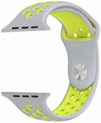 TINGTONG Soft Silicone Sport Strap Band for iWatch 42mm/44mm, Compatible with Watch Series 1/2/3/4/5 T_42/44mm_GreyAndVoltAirHole(Silicon) Smart Watch Strap