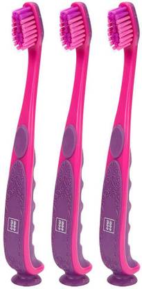 मीमी Infant to Toddler Toothbrush (Pink/Purple)Pack of 3 मुलायम टूथब्रश