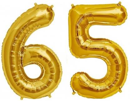 Utkarsh Solid Golden Color ( Number 65 ) 3d Foil Letter Balloon