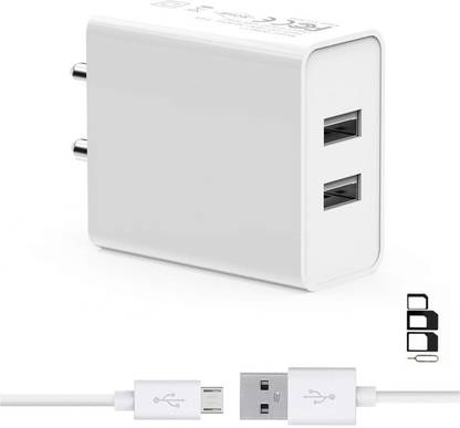 UrCart Wall Charger Accessory Combo for Micromax Canvas Play, Micromax Canvas Spark, Micromax Canvas Fire 4, Micromax Bolt A79, Micromax Canvas Selfie, Micromax Joy X1800, Micromax Joy X1850, Micromax Canvas Nitro A311, Micromax Canvas Xpress A99, Micromax X2411, Micromax Bolt AD4500, Micromax X342, Micromax X345, Micromax X287i, Micromax Canvas Nitro A310, Micromax Bolt A064 Dual Port Charger Original Adapter Like Wall Charger, Mobile Power Adapter, Fast Charger, Android Smartphone Charger, Battery Charger, High Speed Travel Charger With 1 Meter Micro USB Cable Charging Cable Data Cable