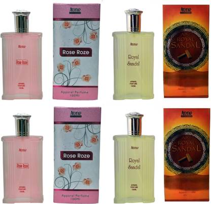 Aone Rose Roze and Royal Sandal Perfume 100ML Each (Pack of 4) Eau de Parfum  -  400 ml