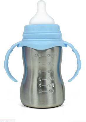 The Little Lookers ™ Sipper/Feeding Bottle | Steel Feeder Cum Sipper (Blue, 240 ML) - 240 ml