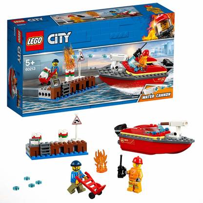 LEGO City Dock Side Fire Building Blocks for Kids (97 Pcs)60213