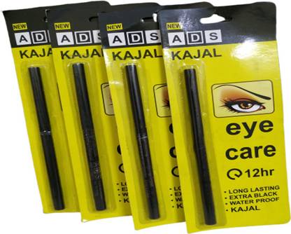 ads kajal Long Lasting Extra Black Waterproof combo pack of 4