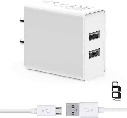 ShopsGeniune Wall Charger Accessory Combo for Panasonic Eluga I2, Panasonic Eluga Pulse X, Panasonic P77, Panasonic Eluga Z, Panasonic Eluga Ray, Panasonic Eluga Turbo, Panasonic P71, Panasonic Eluga Arc 2, Panasonic Eluga Switch, Panasonic Eluga L 4G, Panasonic T44 Lite, Panasonic Eluga Mark, Panasonic Eluga Icon, Panasonic P81, Panasonic Eluga Arc, Panasonic Eluga L2 Dual Port Charger Original Adapter Like Wall Charger, Mobile Power Adapter, Fast Charger, Android Smartphone Charger, Battery Charger, High Speed Travel Charger With 1 Meter Micro USB Cable Charging Cable Data Cable