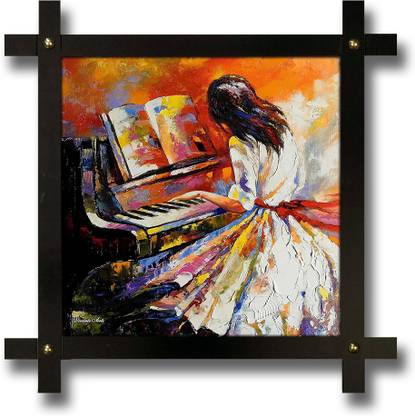 Poster N Frames Cross Wooden Frame Hand-Crafted with photo of Modern African Art Digital Reprint 16.5 inch x 16.5 inch Painting