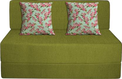 Aart Store Space Saving Foldable with Removable Washable Fabric Cover 3 X 6 ft Green 1 Seater Single Fold Out Sofa Cum Bed