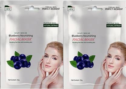 MOND'SUB Mond’sub Blueberry Fruit Face Mask Sheets with Fruit Extract (Pack of 2)