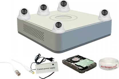 Sia Technology Hikvision 2mp 8 Ch HD DVR & 5 Dome Camera HD Combo kit, Include all require accessories for 5 camera installation Security Camera