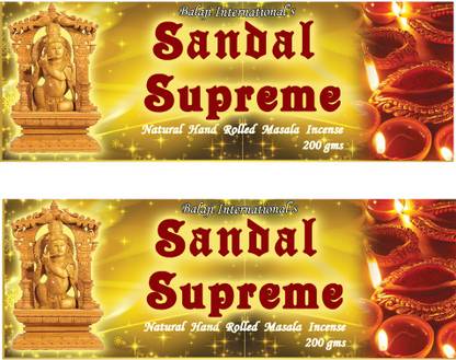 Balaji International Combo of Sandal Supreme Hand Rolled Masala Agarbatti 2 pack pure chandan