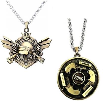 LADY HAWK PUBG Game Key Alpha Medal & Brass Flare Gun Pendants With Chain Metal Pendant Set