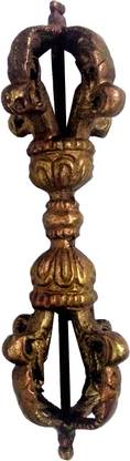 Purpledip Brass Vajra: Buddhist Tibetan Prayer Meditation Device Decorative Showpiece  -  12 cm