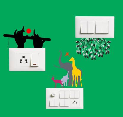 Creatick Studio 6 cm Switch Board Sticker - Switch Panel Stickers Wall Sticker Set of 3 - Light Switch Sticker Self Adhesive Sticker