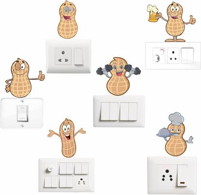 Sticker Hub 11 cm Switch Panel Stickers Wall Sticker Set of 6 Self Adhesive Sticker
