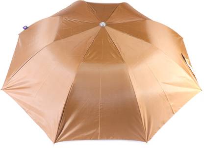Mohendra Dutt & Sons 2 Fold Golden Color High Quality Polyster with UV Protection Umbrella