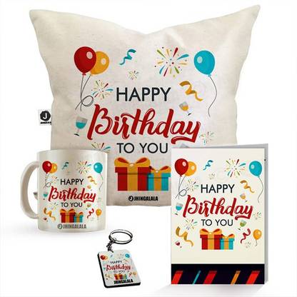 Jhingalala Mug, Cushion, Greeting Card, Keychain Gift Set
