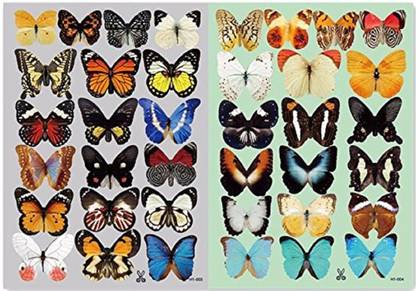 SV Traders 3D Butterflies' Wall Sticker (PVC, 38 Pieces,1+1 Sheet,29.7 cmx21 cm) Pack of 38