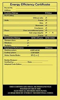Energy Efficiency Certificate Sticker (Packets of 25) (0726s)