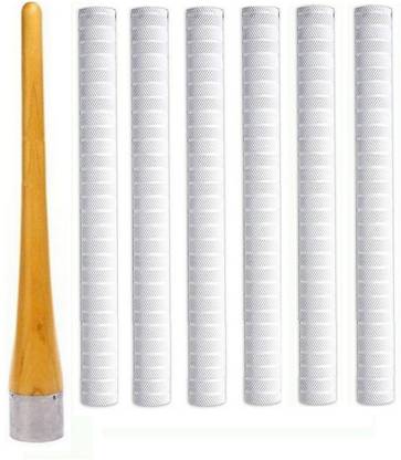 Raider Set of 6 Cricket Bat Handle Grip + One Wooden Cricket Bat Cone Chevron