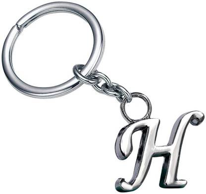 MISMIL Alphabet Letter H Metal Keychain Keyring Silver H letter Key Chain